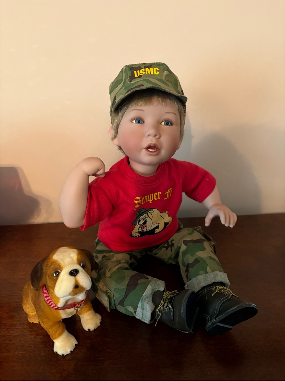 USMC Camo Hat & Red Semper Fi Doll Outfit Set